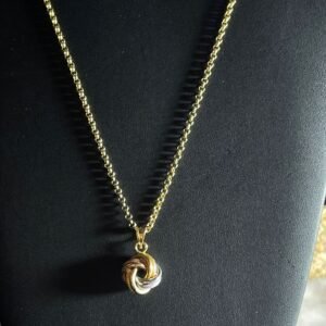 10K rolo chain, with knot 3 color gold pendant