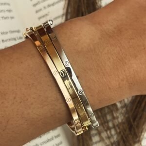 14K tricolor bracelet set